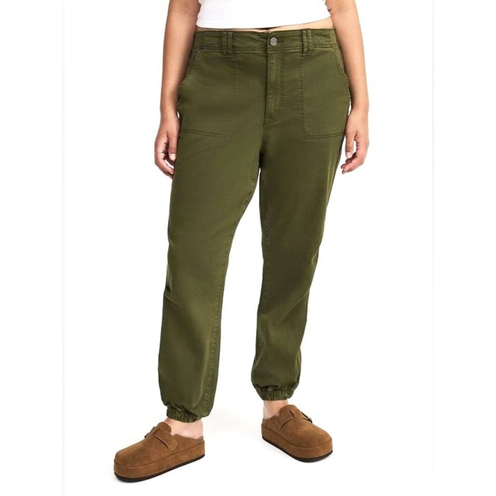 NWT Three Dots Olive Green Casual Twill Jogger Pant Minimalist Everyday Military